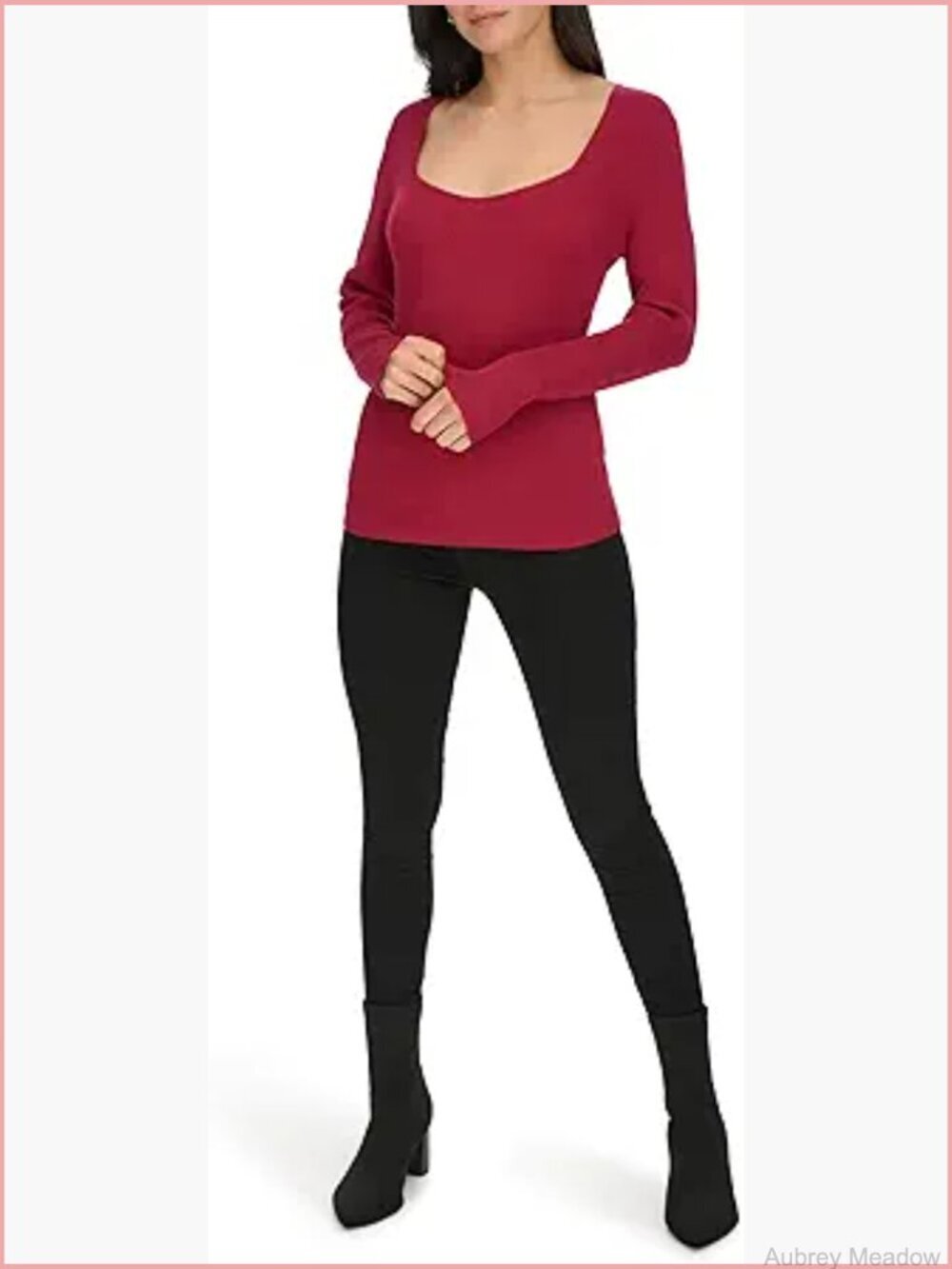 Square Neck Long Sleeve Sweater Pullover